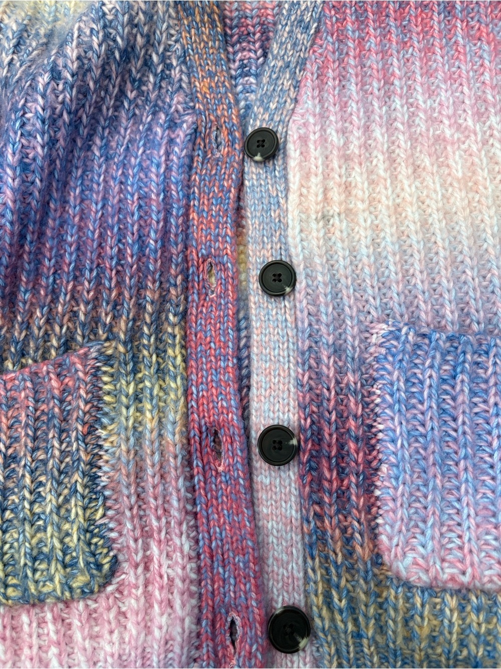 BB Dakota Pastel Multicolor V‑Neck Knit Cardigan - Pink, Purple, Blue, Cream - Picture 4 of 5